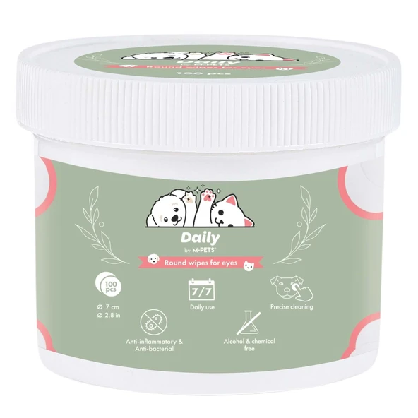 M-PETS DAİLY KEDİ ve KÖPEK GÖZ ÇEVRESİ TEMİZLEME PEDİ 100LÜ - 1