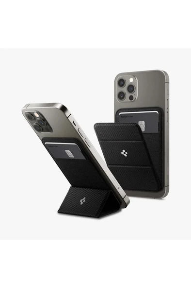 Spigen MagFit iPhone için MagSafe özellikli Kartlı Manyetik Cüzdan Smart Fold Wallet Black - AMP02746 Teşhir - 2