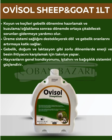 Royal İlaç Royal Ovisol Sheep&goat Koyun ve Keçi Yem Katkısı 1 Lt ürün görseli