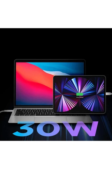 Spigen 30W GaN USB-C Adaptör Hızlı Şarj Aleti iPhone&Android&iPad&MacBook Type-C PE2008 White Outlet - 7