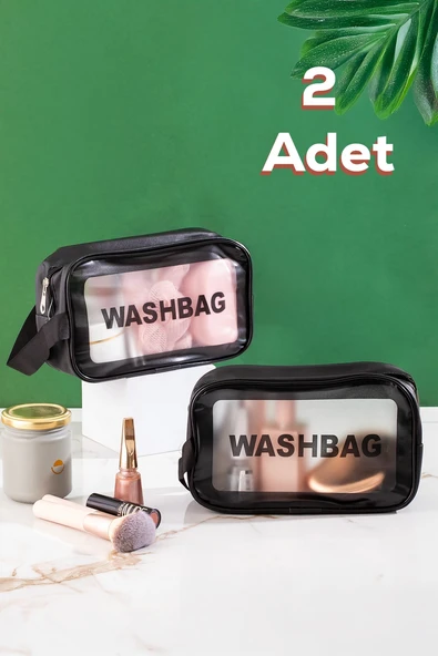 Porsima 3140 2li Şeffaf Seyahat Ve Makyaj Çantası Su Geçirmez Organizer Washbag Şeffaf ürün görseli 1