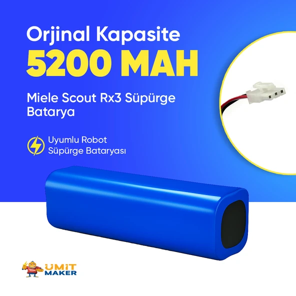 Miele Scout Rx3 Robot Süpürge 5200 mAh 14.4 V  Batarya – Orjinal Uyumlu Uzun Ömürlü, Yüksek Performans Pil - 1
