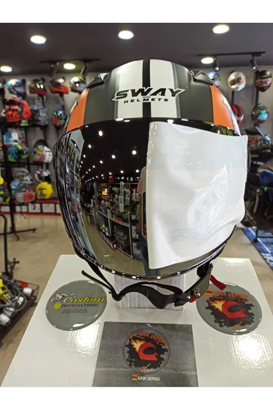 Sway SW765 Mat Black Yellow Blue Kong Açık Yazlık Kask (GÜNEŞ GÖZLÜKLÜ) - Resim 3