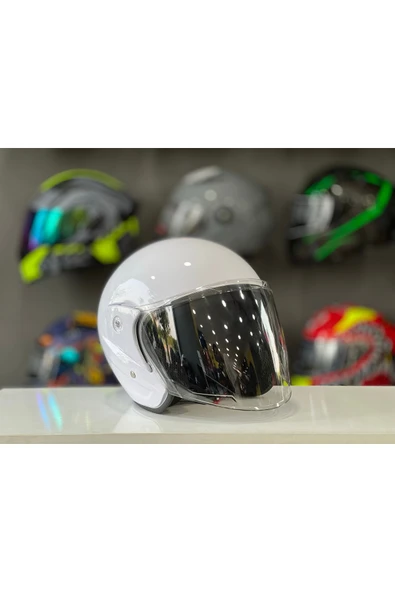 ATK Motosiklet Yarım Kask İthal A Kalite Beyaz - Resim 2