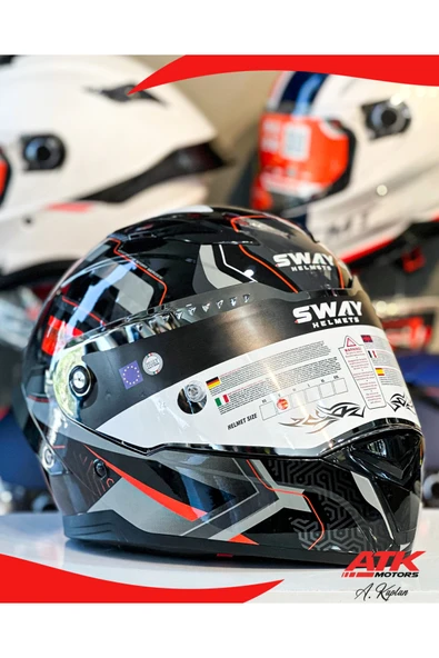 Sway 850 Beyaz Fullface Kask Siyah Motosiklet Kaskları Kapalı Kasklar Gümüş Aynalı Vizör ürün görseli