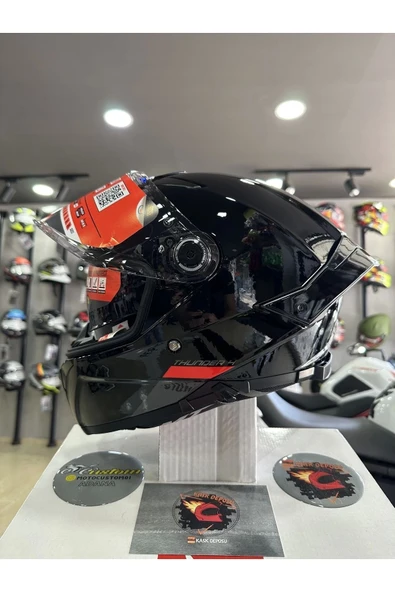 MT Helmets Thunder 4 Sv Parlak Siyah Motosiklet Kaskı - Resim 2