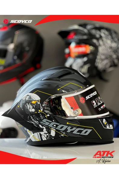 Scoyco 871 Cyber Fullface Kask Motosiklet Kaskı Tam Kask - Resim 2