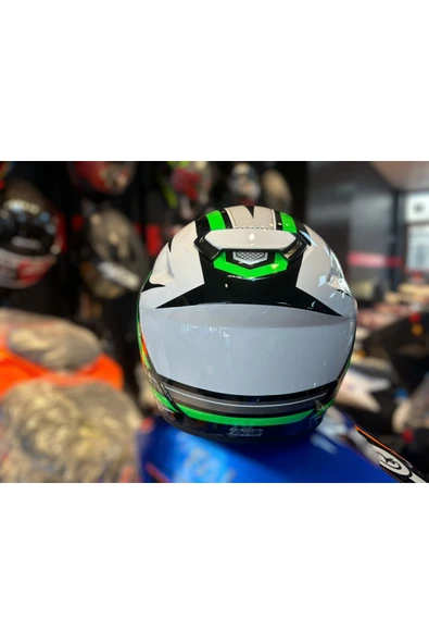 Free-M Fr 913 HASTE( SİYAH YEŞİL ) GÜNEŞ VİZÖRLÜ KASK - Resim 6