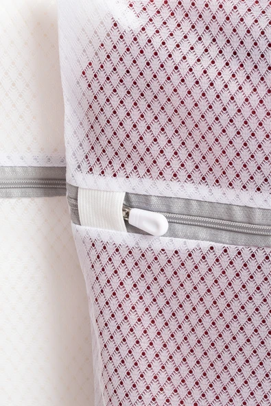 Porsima 2li Çamaşır Yıkama Filesi Fermuarlı Bölmeli Ayakkabı Yıkama Filesi Deforme Önleyici Torba File - 3