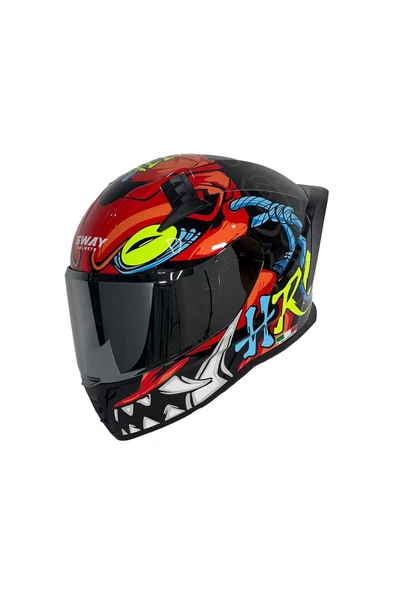Sway 869 HERO BLACK RED KASK - Resim 2