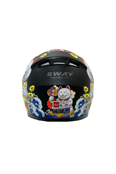 Sway SW 815K CAT White Yellow Full Face Çocuk Kaskı - Resim 3