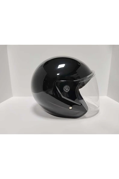 Leos -YARIM KASK ITHAL-PARLAK SİYAH RENK-YAZLIK KASK- ürün görseli