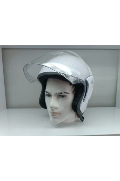 Kt Mrthelmets Beyaz Motosiklet Kaskı Yarım 1-sınıf - Resim 6