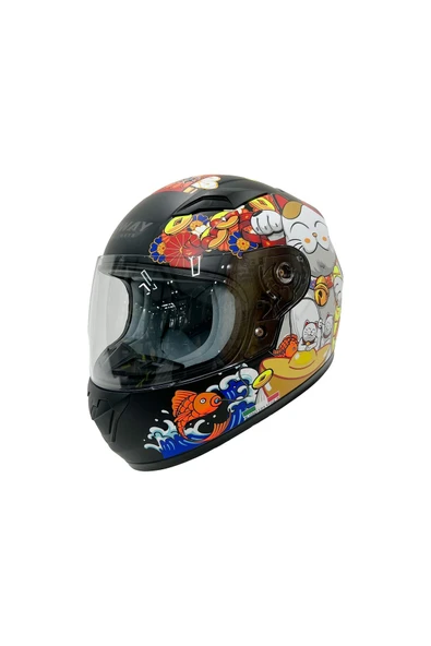 Sway SW 815K CAT White Yellow Full Face Çocuk Kaskı - Resim 2