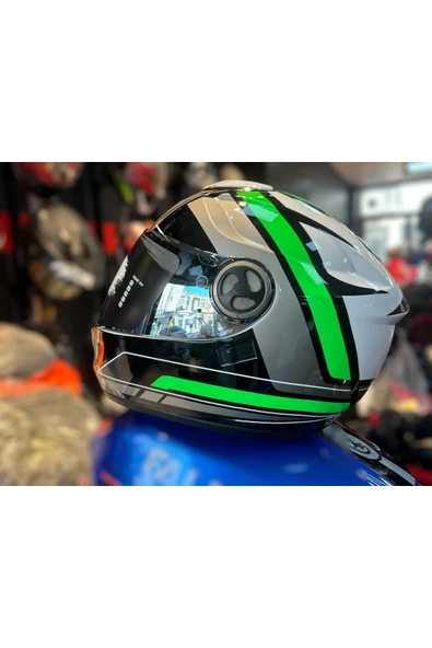 Free-M Fr 913 HASTE( SİYAH YEŞİL ) GÜNEŞ VİZÖRLÜ KASK - Resim 3