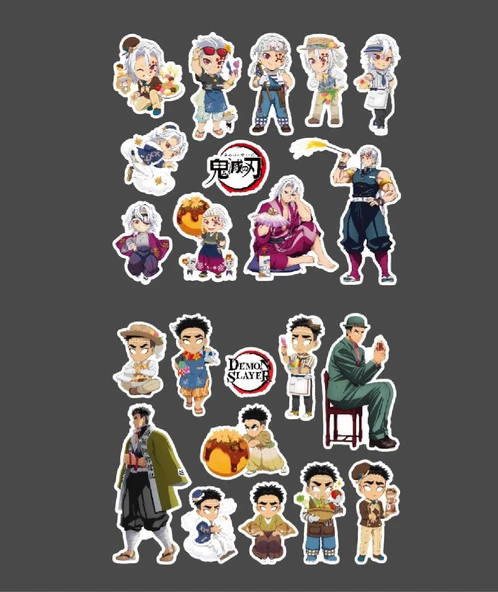 Demon Slayer Gyomei Himejima - Tengen Uzui 2 Li Set Anime Sticker Çıkartma-kimetsu no yaiba - 3