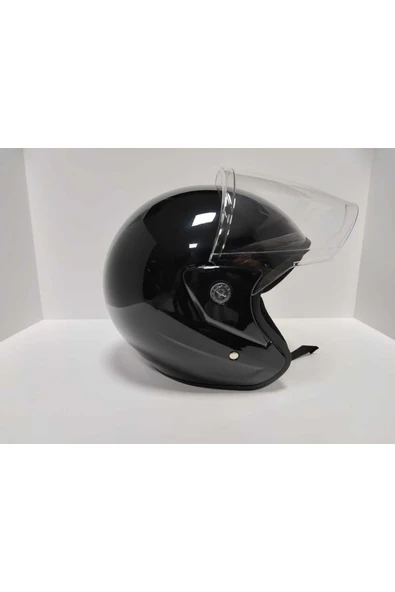 Leos -YARIM KASK ITHAL-PARLAK SİYAH RENK-YAZLIK KASK- - Resim 2
