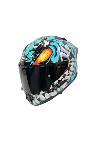 Sway SW 868 CANNIBAL Black Blue Full Face - Resim 5