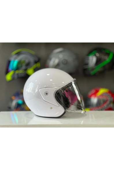 ATK Motosiklet Yarım Kask İthal A Kalite Beyaz ürün görseli