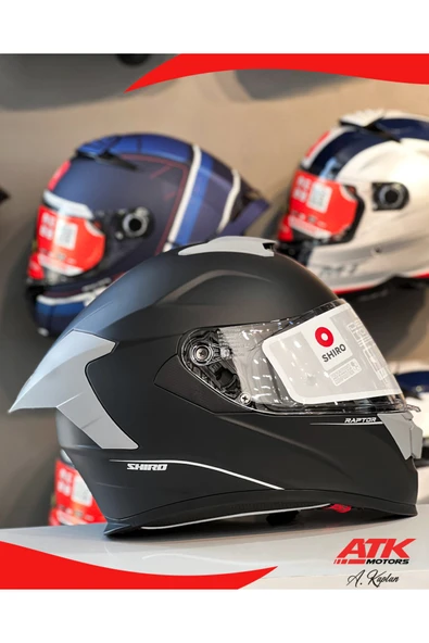 Shiro Raptor Mat Siyah Kask Full Face Kask Motosiklet Kaskı Kapalı Kask Full Siyah Kask - Resim 2