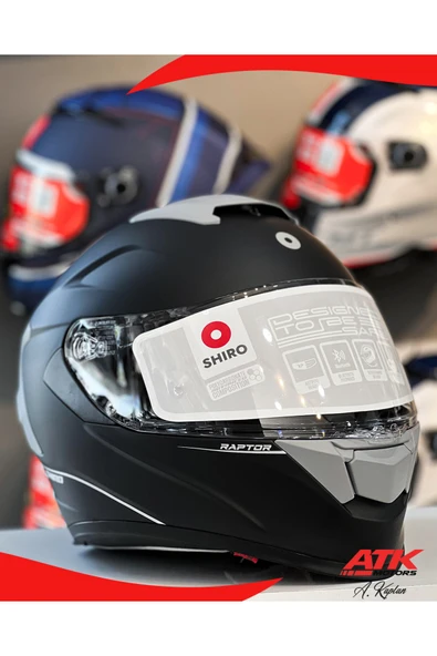 Shiro Raptor Mat Siyah Kask Full Face Kask Motosiklet Kaskı Kapalı Kask Full Siyah Kask ürün görseli