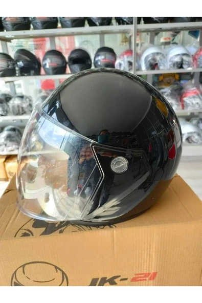 NCR Motosiklet Yarım Kask Parlak Siyah Ece Belgeli 1'inci Sınıf - Resim 5