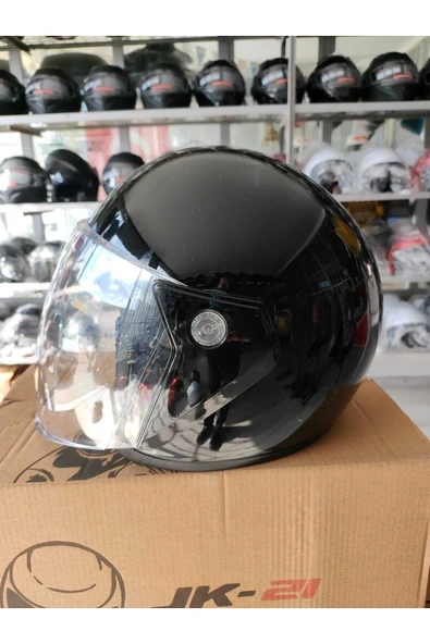 NCR Motosiklet Yarım Kask Parlak Siyah Ece Belgeli 1'inci Sınıf - Resim 3