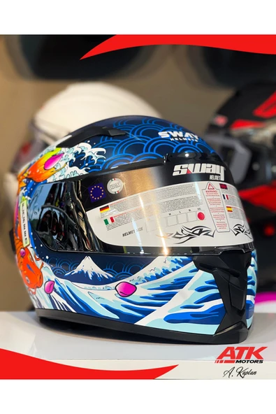 Sway 820 Dakar 5 Fullface Kask Motosiklet Kaskı Tam Kask Gümüş Vizörlü Kasklar ürün görseli