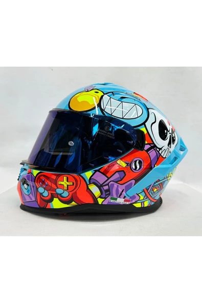 Sway SW 867 GAMER Gloss Renkli Camlı İç Güneş Vizörlü Kapalı Kask ürün görseli