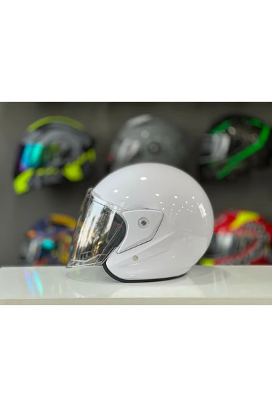 ATK Motosiklet Yarım Kask İthal A Kalite Beyaz - Resim 5