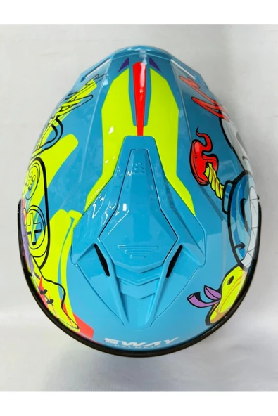 Sway SW 867 GAMER Gloss Renkli Camlı İç Güneş Vizörlü Kapalı Kask - Resim 6