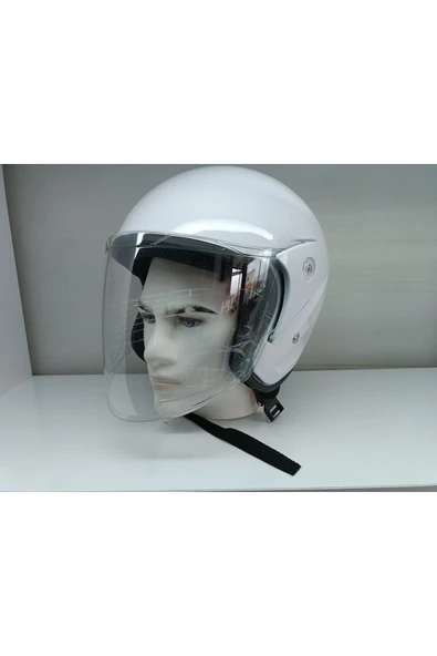 Kt Mrthelmets Beyaz Motosiklet Kaskı Yarım 1-sınıf - Resim 2