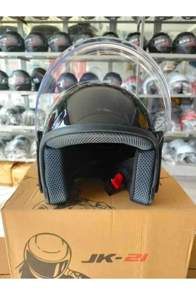 NCR Motosiklet Yarım Kask Parlak Siyah Ece Belgeli 1'inci Sınıf - Resim 4