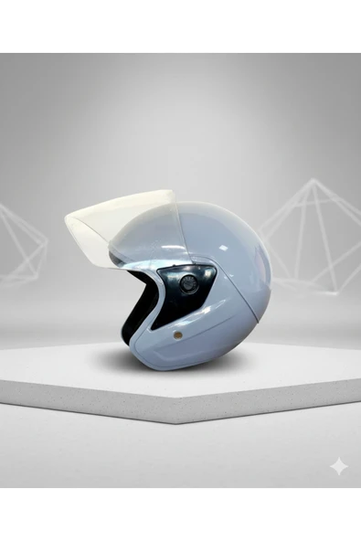 Motosiklet Yarım Kask Gri - Resim 2