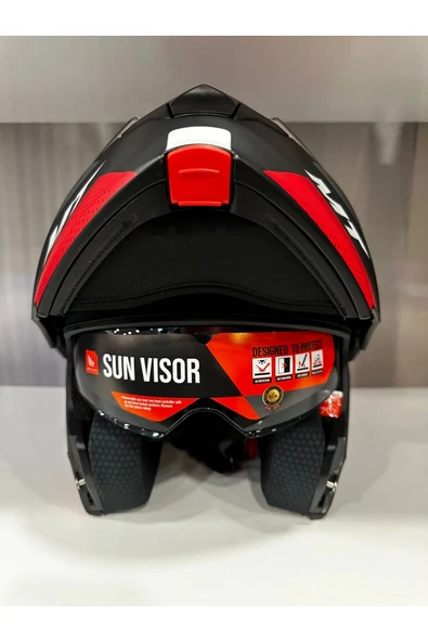 MT Helmets KASK MT GENESİS SV CAVE A5 ÇENE AÇILIR MAT SİYAH/KIRMIZI - Resim 3