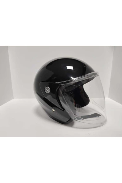 Leos -YARIM KASK ITHAL-PARLAK SİYAH RENK-YAZLIK KASK- - Resim 3