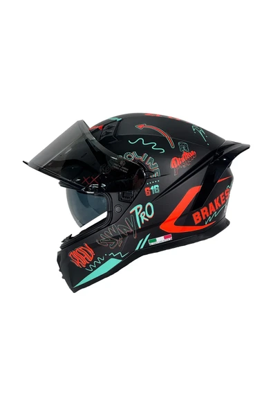 Sway 869 HERO BLACK RED KASK - Resim 4