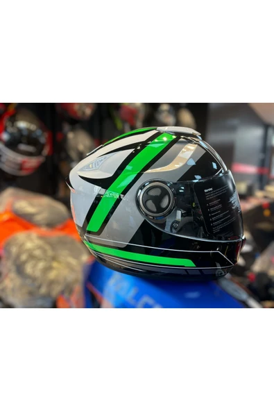 Free-M Fr 913 HASTE( SİYAH YEŞİL ) GÜNEŞ VİZÖRLÜ KASK - Resim 2