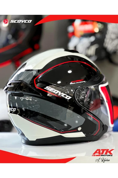 Scoyco 669 Shuttle Açık Kask Motosiklet Kaskı Yarım Kask - Resim 4