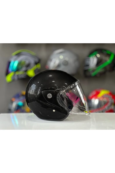 ATK Motosiklet Yarım Kask İthal A Kalite Siyah ürün görseli