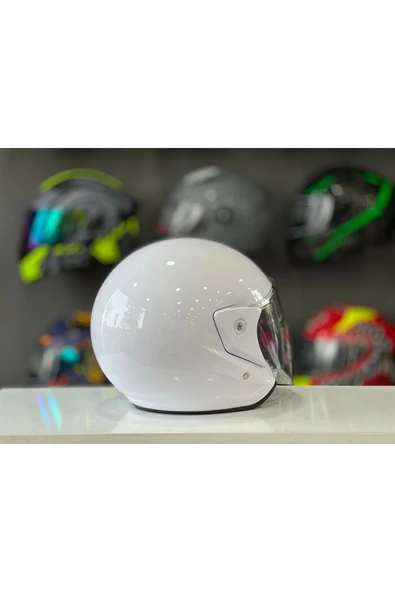 ATK Motosiklet Yarım Kask İthal A Kalite Beyaz - Resim 4