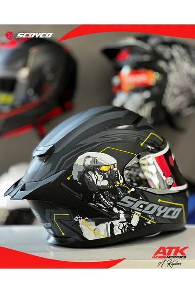 Scoyco 871 Cyber Fullface Kask Motosiklet Kaskı Tam Kask - Resim 3