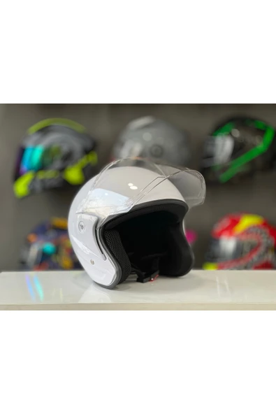 ATK Motosiklet Yarım Kask İthal A Kalite Beyaz - Resim 3