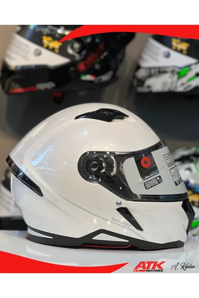 Shiro Hunter Parlak Beyaz Full Face Kask Tam Kask Vizör Kilitli Tasarım Kaplama DOT Sertifikalı Kask - Resim 2