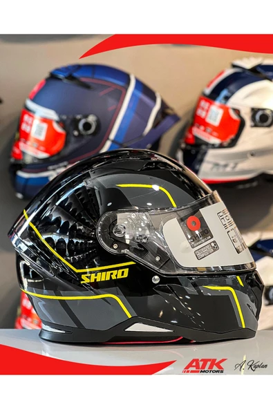 Shiro Hunter Performance Kask Full Face Kask Motosiklet Kaskı Kapalı Kask Vizör Kilitli Kask DOT Belgeli - Resim 2