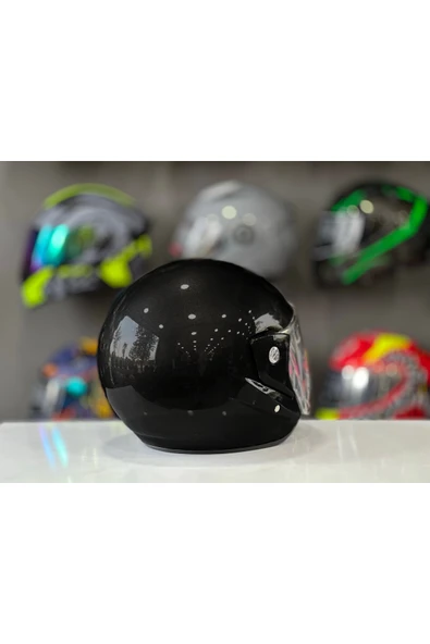 ATK Motosiklet Yarım Kask İthal A Kalite Siyah - Resim 4