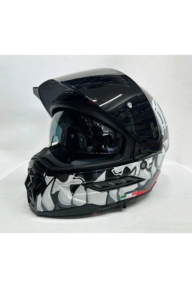 Sway Sw 868 Cannibal Black Grey Red Güneş Vizörlü Siyah Camlı - Resim 3