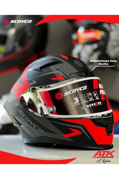 Scoyco 871 Debris Fullface Kask Motosiklet Kaskı Tam Kask Gümüş Vizörlü ürün görseli