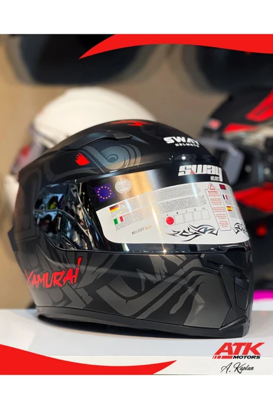 Sway 820 Xamurai Fullface Kask Motosiklet Kaskı Tam Kask Gümüş Vizörlü Kasklar ürün görseli