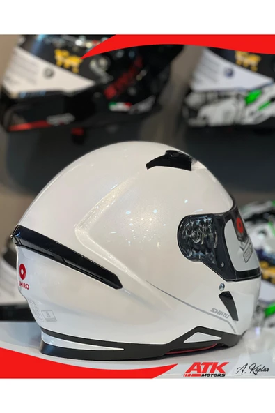 Shiro Hunter Parlak Beyaz Full Face Kask Tam Kask Vizör Kilitli Tasarım Kaplama DOT Sertifikalı Kask - Resim 3